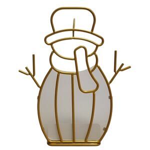 Snowman‎ Tealight Candle Warmer Set Gold Tone Christmas Holiday Winter Decor